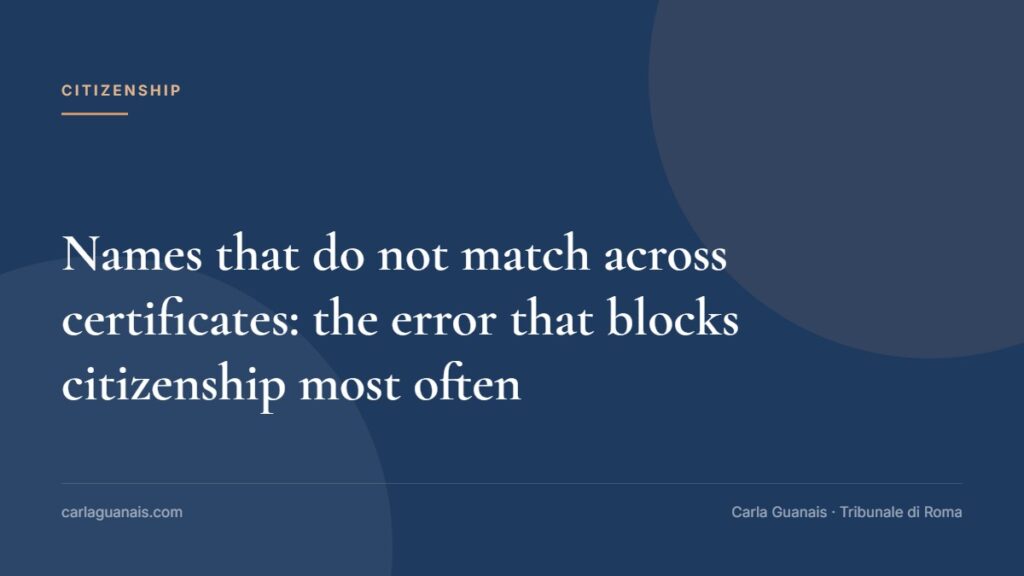 Names that do not match across certificates: the error that blocks citizenship most often