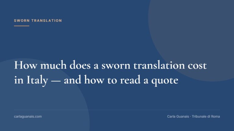 How much does a sworn translation cost in Italy — and how to read a quote
