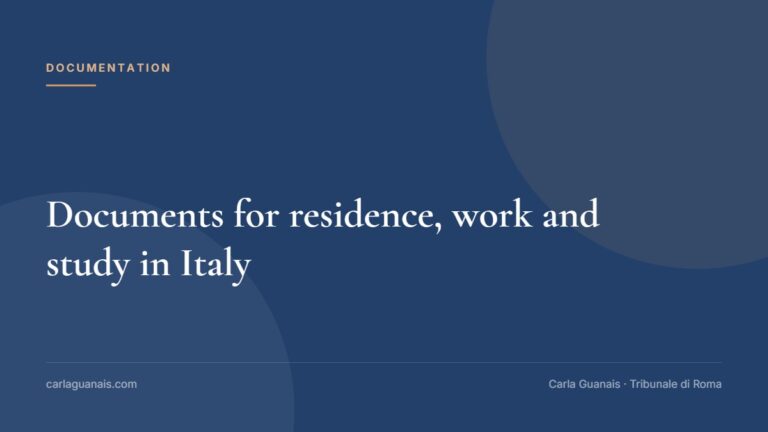 Documents for residence, work and study in Italy